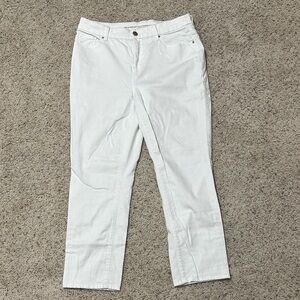 Chico's So Slimming Girlfriend Slim Leg Cropped White Jeans- 12